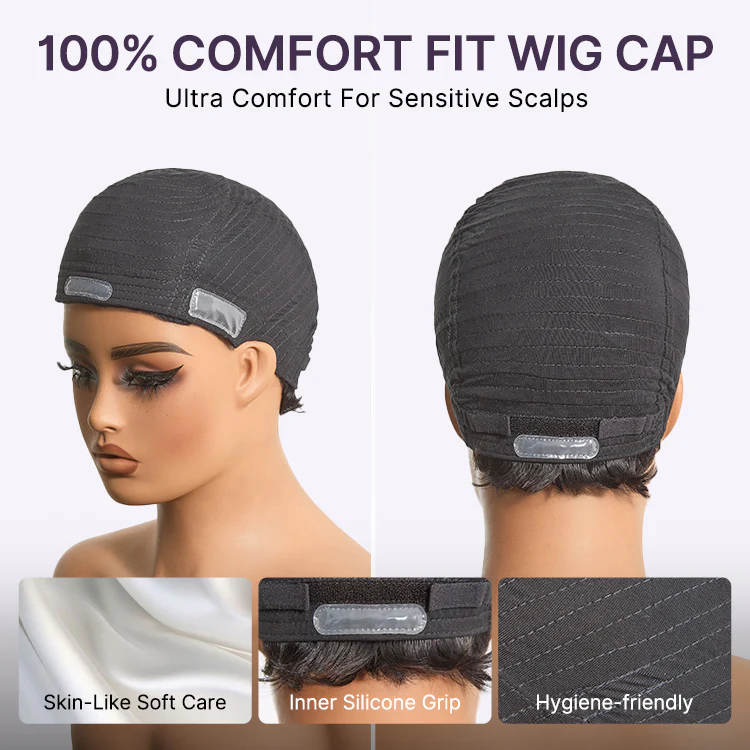 2 For $149.9 | 6 Inches Big Curly Glueless Ultra Comfort Cotton Cap Hair Wig + 10 Inches Brown Highlight Short Cut Wide T Lace Wig No Code Needed - Image 3