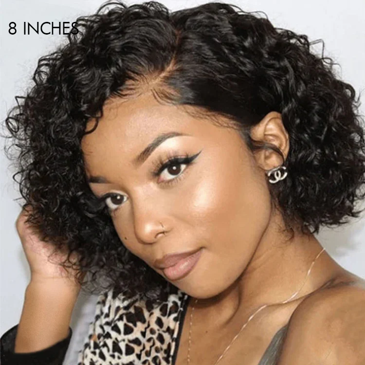 2 For $159.9 | 8 Inches Curly Minimalist Pre Cut HD Lace Wig + 10 Inches Yaki Straight Minimalist Lace Bob Wig - Image 3