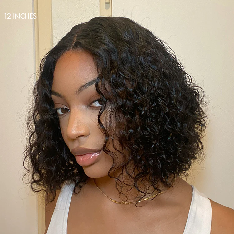 Vacation Vibes Water Wave 4x4 Closure Lace Glueless Mid Part Short Wig 100% Human Hair - US Only - Image 4