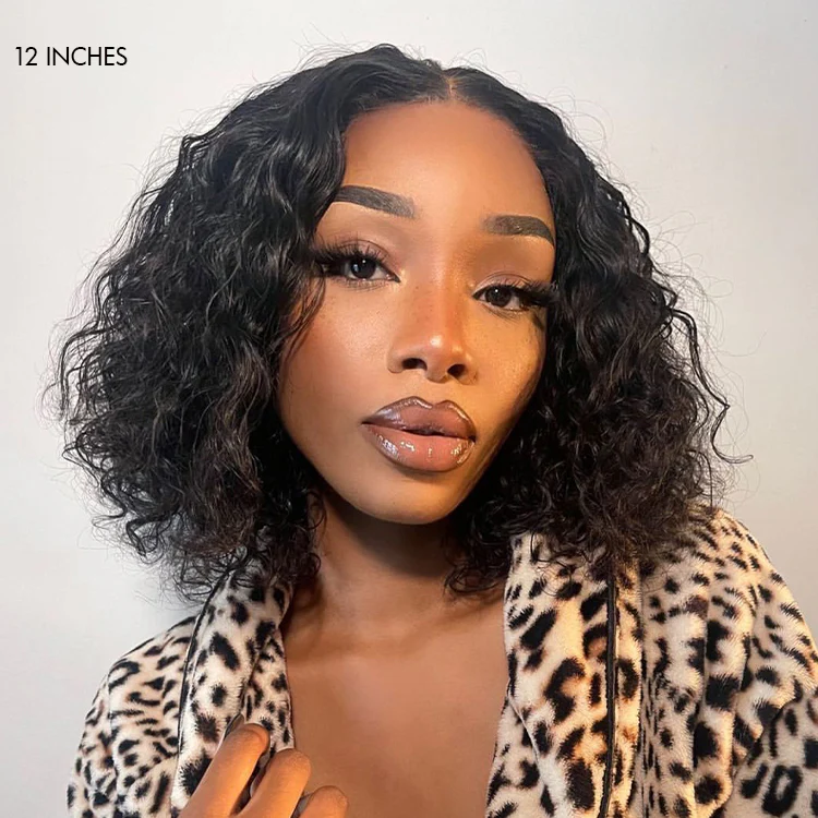 Vacation Vibes Water Wave 4x4 Closure Lace Glueless Mid Part Short Wig 100% Human Hair - US Only - Image 5