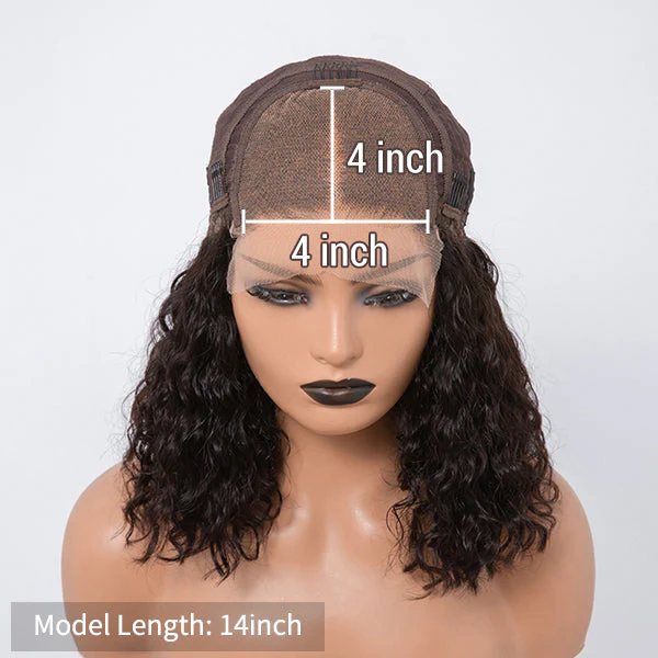 Vacation Vibes Water Wave 4x4 Closure Lace Glueless Mid Part Short Wig 100% Human Hair - US Only - Image 7