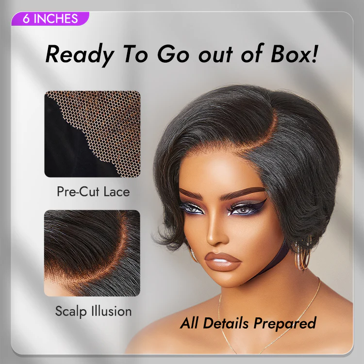 Affordable Pixie Cut Minimalist HD Lace Glueless Wig Pre-Cut Lace - Image 3