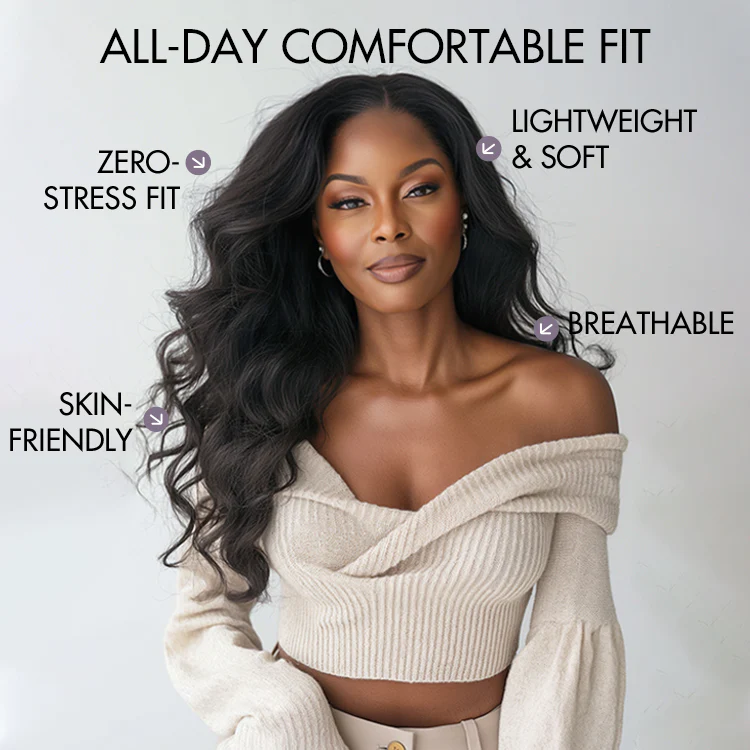 AiryFit™ Scalp Care Wigs - Deep Parting Loose Body Wave Human Hair Wig 11x6 Frontal HD Lace Glueless Wig - Image 2