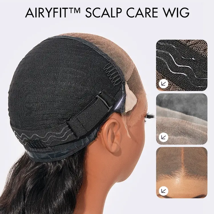 AiryFit™ Scalp Care Wigs - Deep Parting Loose Body Wave Human Hair Wig 11x6 Frontal HD Lace Glueless Wig - Image 4