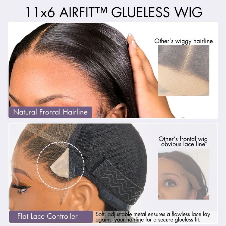 AiryFit™ Scalp Care Wigs - Deep Parting Loose Body Wave Human Hair Wig 11x6 Frontal HD Lace Glueless Wig - Image 6