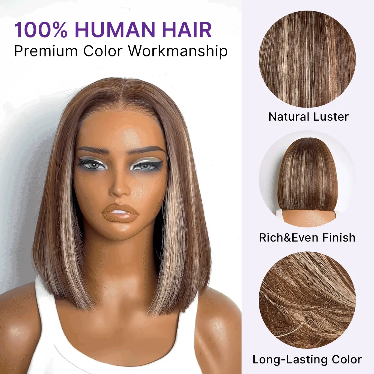 Ash Blonde Highlight Glueless 5x5 HD Closure Lace Bob Wig Pre-Cut Lace Flexi-Fit Drawstring Cap - Image 9