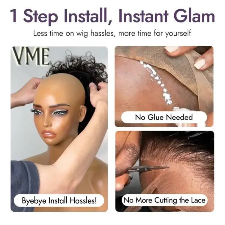 Beginner Friendly Throw On & Go Short Bouncy Curls with Bangs Glueless Wig 100% Human Hair - US Only - Image 3