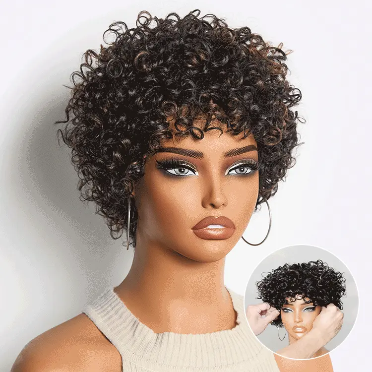 Beginner Friendly Throw On & Go Short Bouncy Curls with Bangs Glueless Wig 100% Human Hair - US Only - Image 8