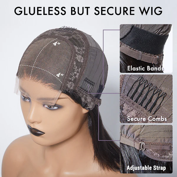 Glueless 4x4 Closure Undetectable HD Lace Bob Wig 100% Human Hair | Pre-bleached Knots - US Only - Image 12