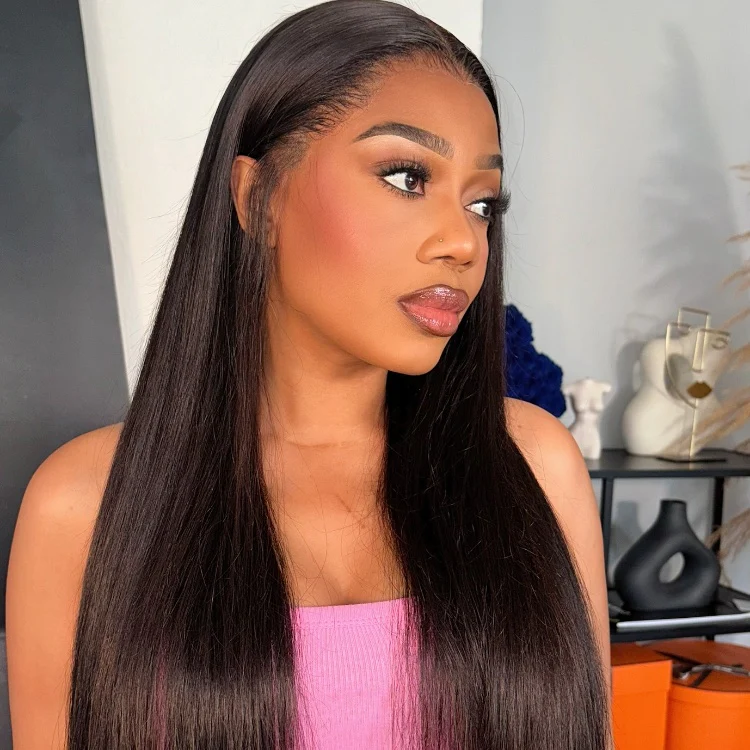 24 Inches=$229.9 | Natural Hairline Silky Straight Glueless 13x4 Frontal Lace Wig Human Hair