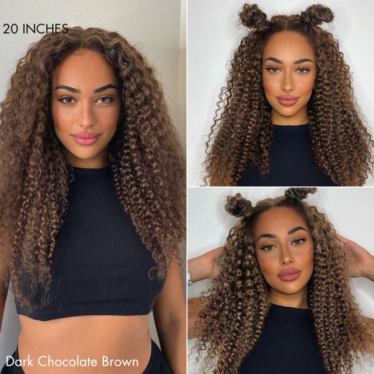 Chocolate Brown Long Curly Glueless 5x5 Closure Long Wig 100% Human Hair - US Only - Image 5