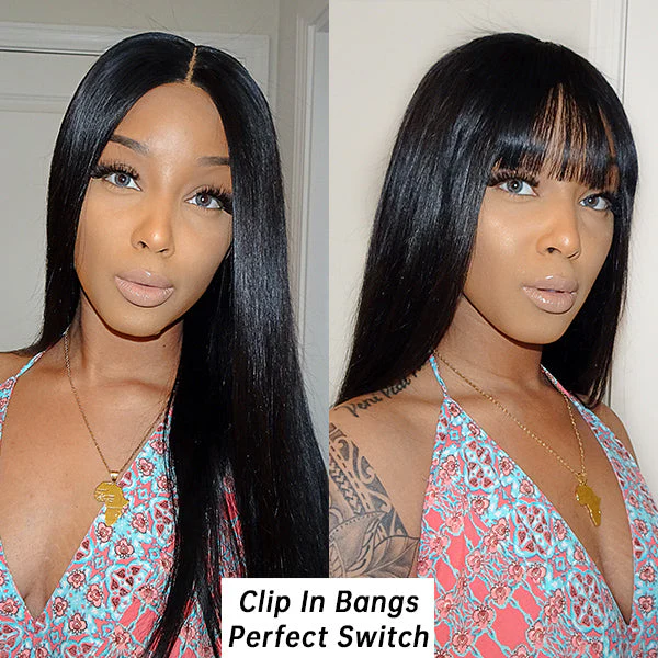 100% Real Human Hair Clip in Bangs Human Hair Extensions - Image 4