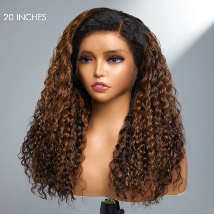 Limited Restock | 4C Edges | Kinky Edges Ombre Brown Deep Wave Glueless 13x4 Frontal HD Lace Wig - US ONLY - Image 7