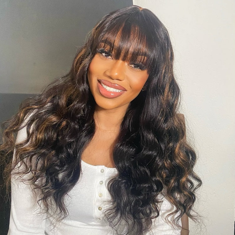 Crazy Wednesday | True Scalp Blonde Highlight Loose Wave Glueless Minimalist Lace Wig with Bangs