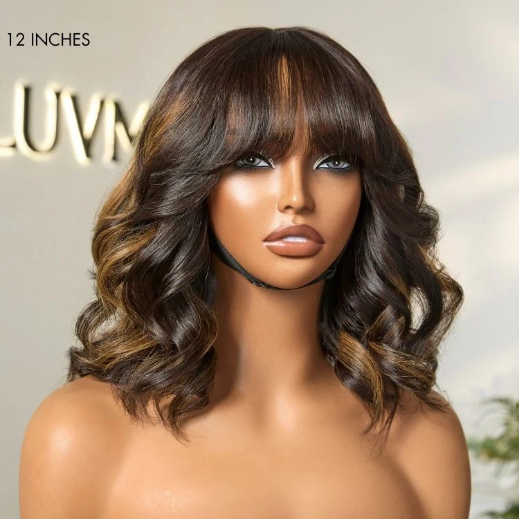 Crazy Wednesday | True Scalp Blonde Highlight Loose Wave Glueless Minimalist Lace Wig with Bangs - Image 7