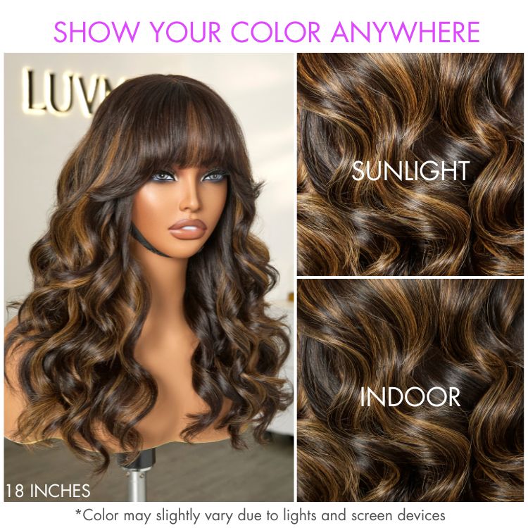 Crazy Wednesday | True Scalp Blonde Highlight Loose Wave Glueless Minimalist Lace Wig with Bangs - Image 8