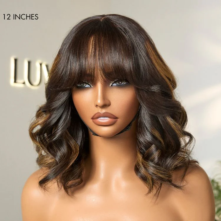 Crazy Wednesday | True Scalp Blonde Highlight Loose Wave Glueless Minimalist Lace Wig with Bangs - Image 9