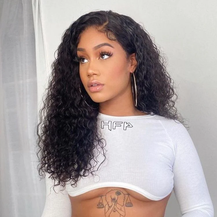 18 Inches=$169.9 | Water Wave 360 Lace Flexi-Fit Invisi Drawstring Cap Long Wig 100% Human Hair Pre-bleached & Pre-plucked & Pre-Cut Lace