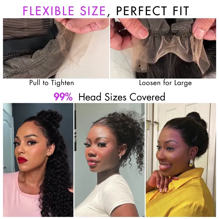 18 Inches=$169.9 | Water Wave 360 Lace Flexi-Fit Invisi Drawstring Cap Long Wig 100% Human Hair Pre-bleached & Pre-plucked & Pre-Cut Lace - Image 2