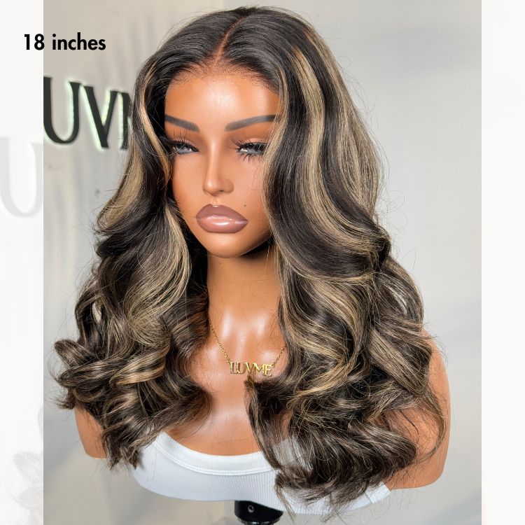 Curtain Bangs Blonde Highlight Loose Wave Glueless 5x5 Closure Pre-Cut Lace Wig All Head Sizes Fit Cap  - US Only - Image 7