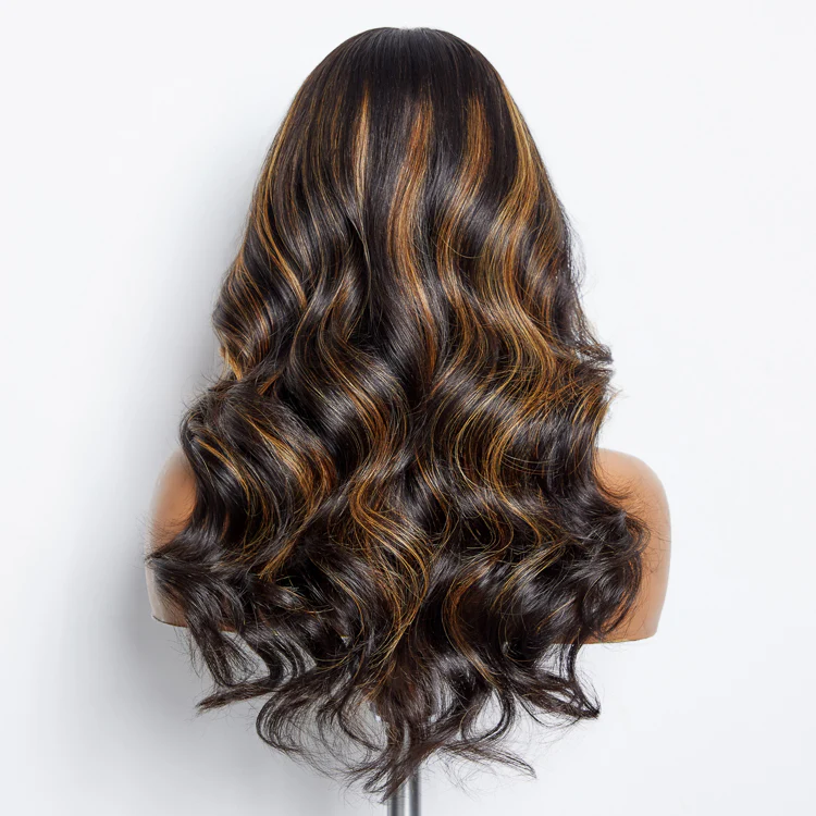 Breathable Cap Loose Wave 5x5 Closure Lace Glueless Human Hair Long Wig with Cute Bangs - US Only - Image 8