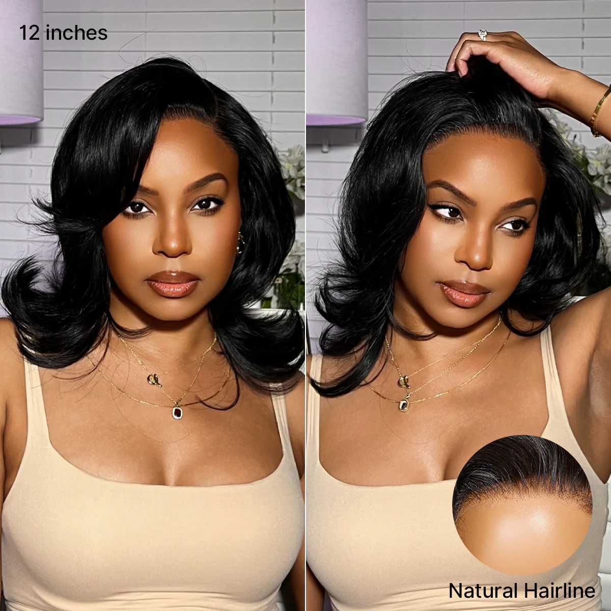 Effortlessly Chic Butterfly Cut Layered Wavy Glueless HD Minimalist Lace Short Wig - Image 2