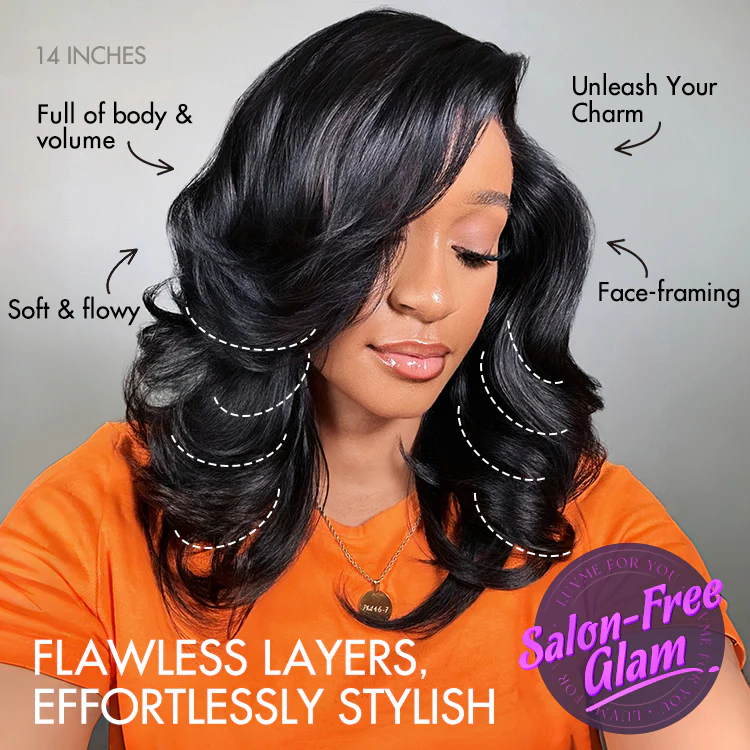 Effortlessly Chic Butterfly Cut Layered Wavy Glueless HD Minimalist Lace Short Wig - Image 4