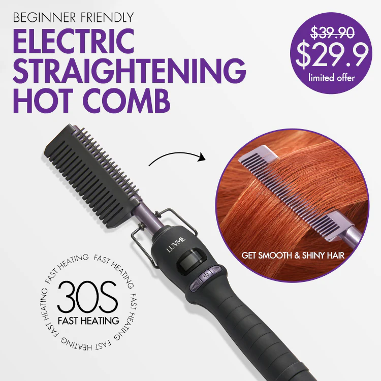 Electric Hot Comb with US Plug  for Wigs and Natural Hair, 30s Fast Heating & Adjustable Temp | Add-on Item - Image 2