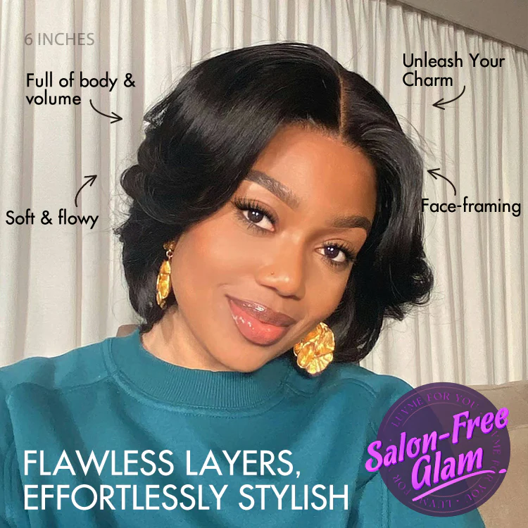 1 SEC INSTALL WIG | Elegant Boss Vibe Short Pixie Cut Natural Black / Ombre Brown Glueless Minimalist HD Lace Wig Pre Cut Lace - Image 4