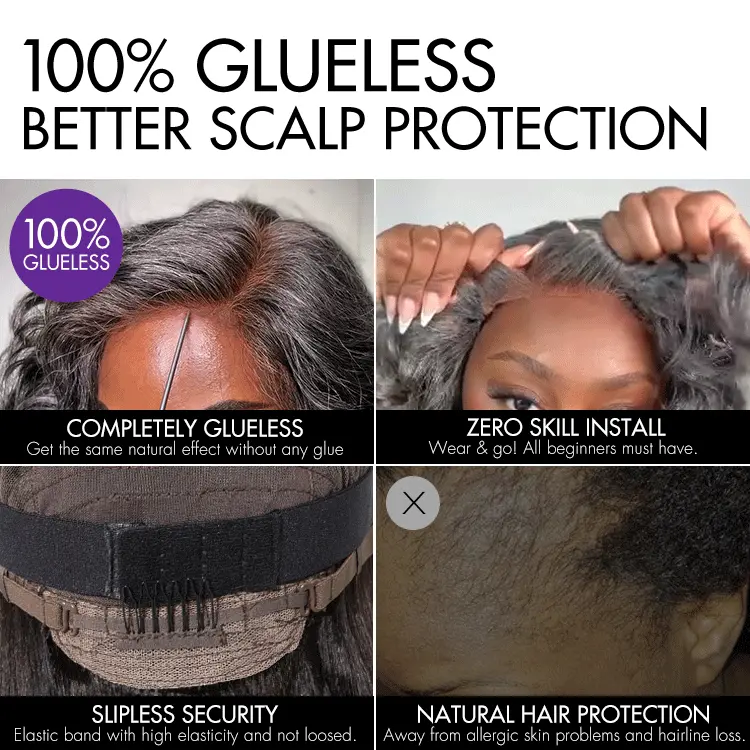 Elegant Salt & Pepper Grey Wig Loose Body Wave Glueless Minimalist Lace Short Wig Pre-Cut Lace - Image 8