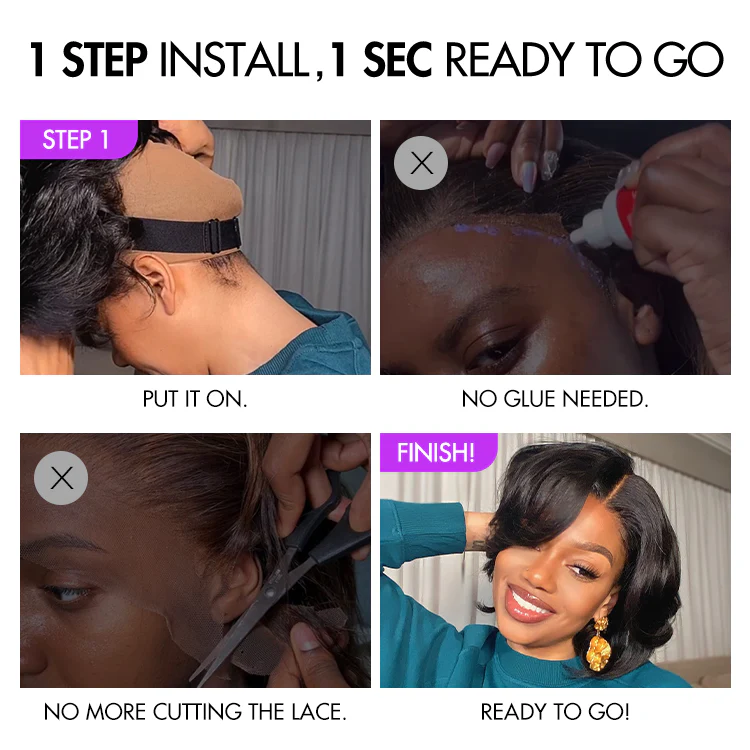 Exclusive Sale | 1 SEC INSTALL WIG | Elegant Boss Vibe Short Pixie Cut Natural Black / Ombre Brown Glueless Minimalist HD Lace Wig Ready to Go - Image 5