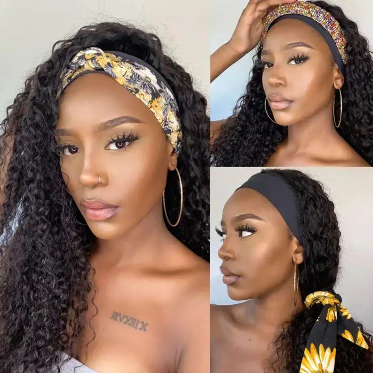 Exclusive Sale | Black Deep Wave Headband Wig (Get Free Trendy Headbands) - Image 5