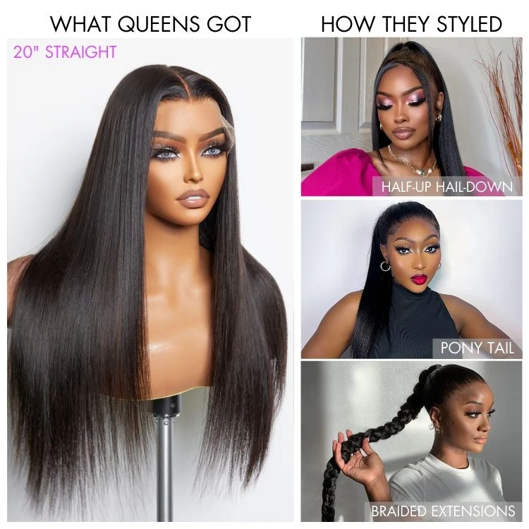 Exclusive Sale | Luvme Hair Full Lace Classy Natural Black Body Wave / Straight Free Parting Half Up Half Down Wig - Image 7