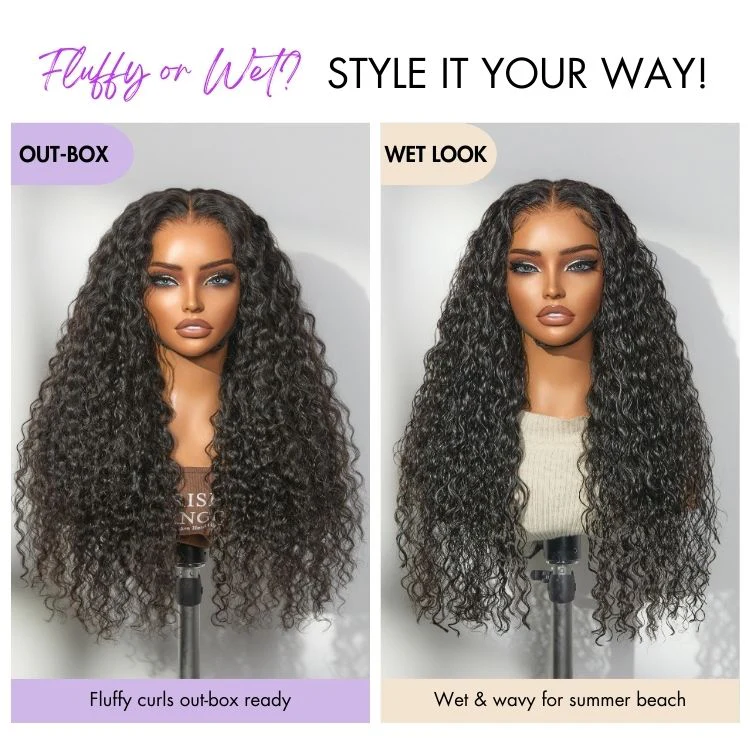 Exclusive Sale | PreMax 180% / 250% Density Water Wave Glueless Flexi-Fit Drawstring 13x4 Frontal Lace Fluffy Curly Wig Pre-Cut Lace - Image 4