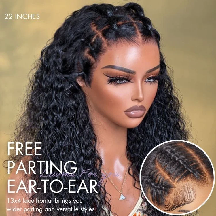 Exclusive Sale | PreMax 180% / 250% Density Water Wave Glueless Flexi-Fit Drawstring 13x4 Frontal Lace Fluffy Curly Wig Pre-Cut Lace - Image 6