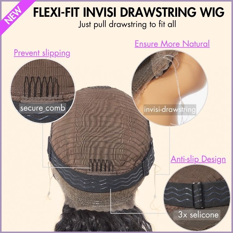 Exclusive Sale | 360 Lace Invisi Drawstring Super Natural Hairline Water Wave Free Part Human Hair Wig Pre-Cut Lace - Image 10