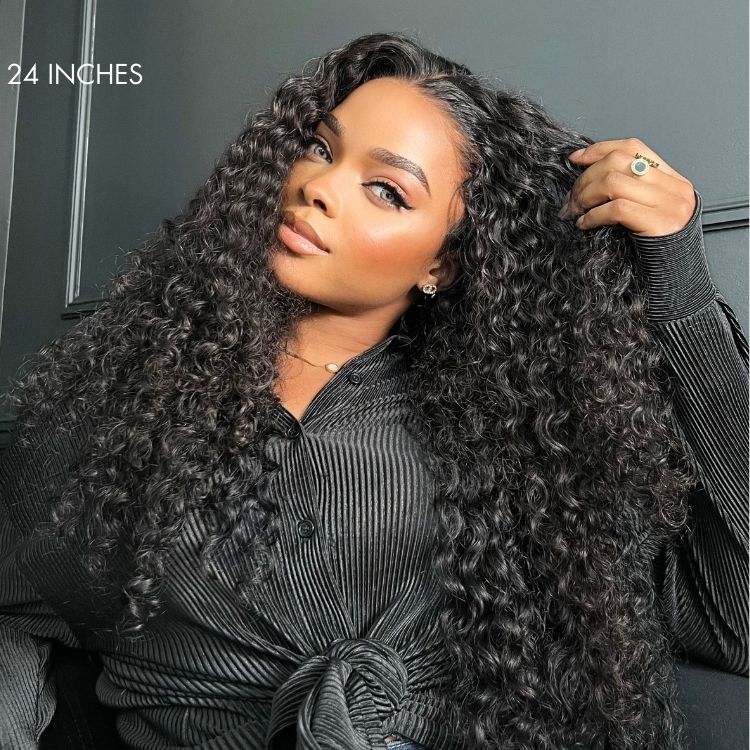 Exclusive Sale | 360 Lace Invisi Drawstring Super Natural Hairline Water Wave Free Part Human Hair Wig Pre-Cut Lace - Image 5