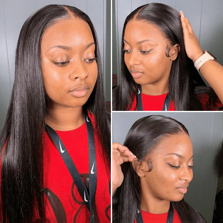 Exclusive Sale | PreMax Wigs | Super Natural Hairline Silky Straight Glueless 13x4 Frontal Lace Wig Human Hair Pre-Cut Lace - Image 5