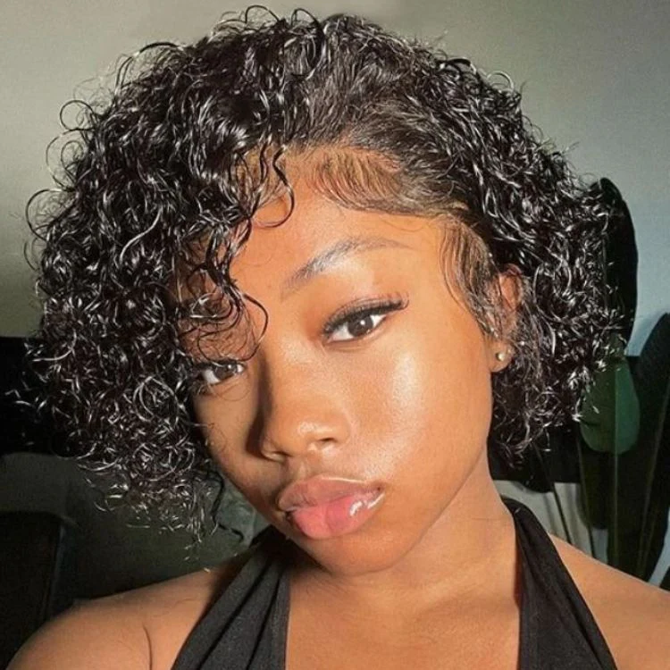 Limited Restock | Slicked-Back Short Cut Curly Glueless 13x4 Lace Front Wig 100% Human Hair - US Only - Image 2