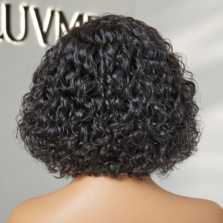 Limited Restock | Slicked-Back Short Cut Curly Glueless 13x4 Lace Front Wig 100% Human Hair - US Only - Image 7