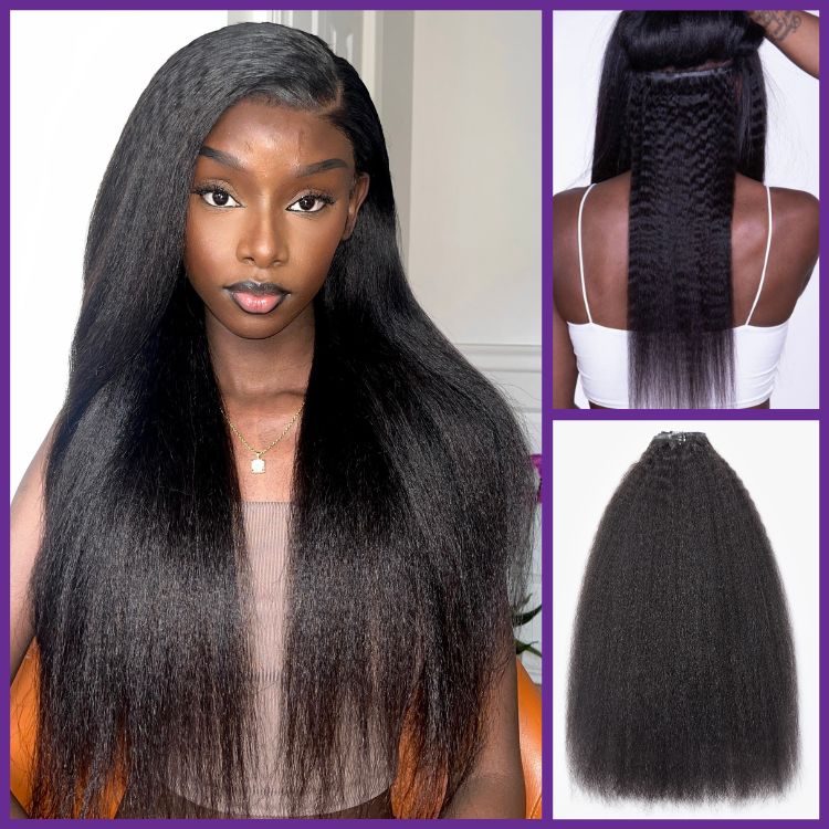 Exclusive Sale | Straight / Burmese Curly / Body Wave / Kinky Curly / Yaki Straight / Kinky Straight Clip in Hair Extensions Real Human Hair Pieces 135g 9pcs / 7pcs with Free Gift - Image 12