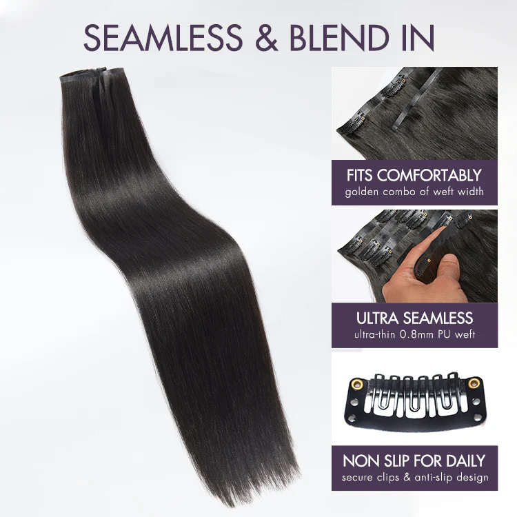 Exclusive Sale | Straight / Burmese Curly / Body Wave / Kinky Curly / Yaki Straight / Kinky Straight Clip in Hair Extensions Real Human Hair Pieces 135g 9pcs / 7pcs with Free Gift - Image 3