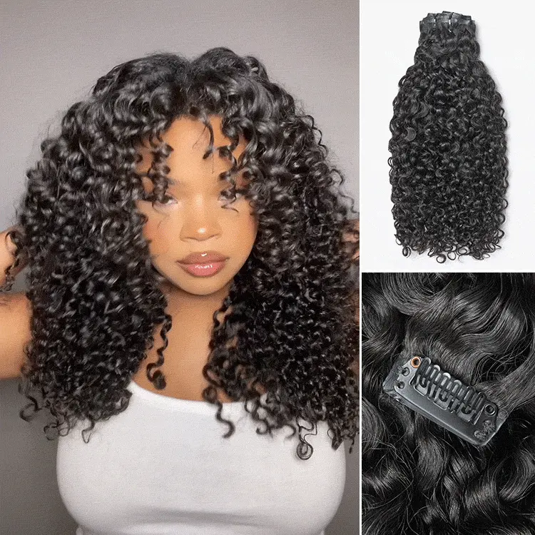 Exclusive Sale | Straight / Burmese Curly / Body Wave / Kinky Curly / Yaki Straight / Kinky Straight Clip in Hair Extensions Real Human Hair Pieces 135g 9pcs / 7pcs with Free Gift - Image 5