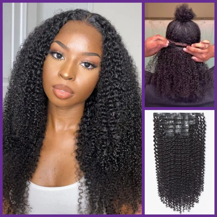 Exclusive Sale | Straight / Burmese Curly / Body Wave / Kinky Curly / Yaki Straight / Kinky Straight Clip in Hair Extensions Real Human Hair Pieces 135g 9pcs / 7pcs with Free Gift - Image 8