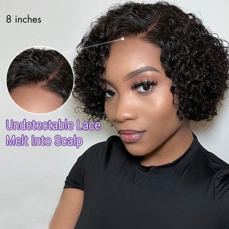 Exclusive Sale | Trendy Short Cut Curly Minimalist HD Lace Glueless Side Part Wig 100% Human Hair - Image 4