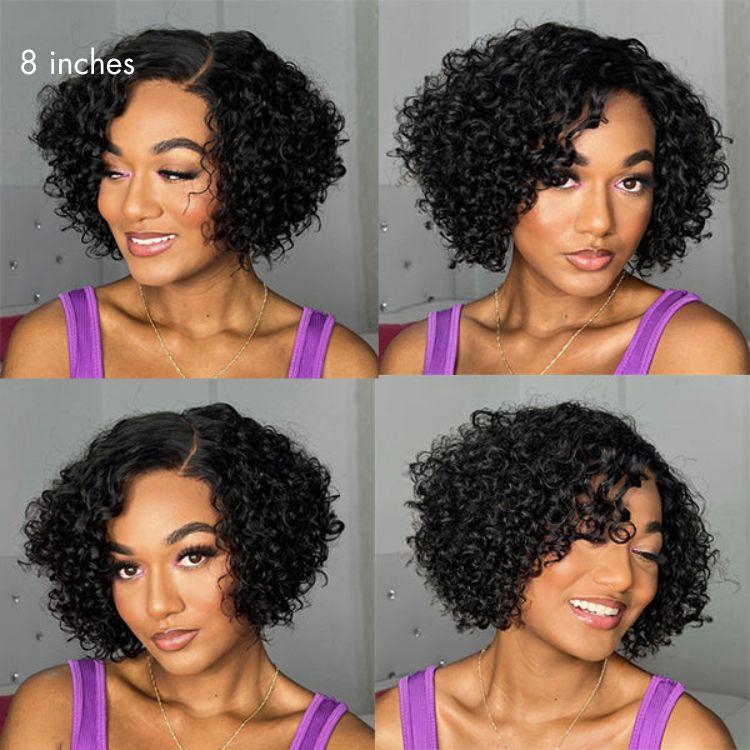 Exclusive Sale | Trendy Short Cut Curly Minimalist HD Lace Glueless Side Part Wig 100% Human Hair - Image 5