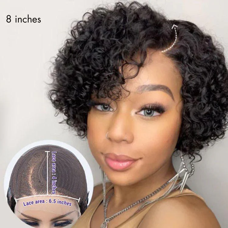 Exclusive Sale | Trendy Short Cut Curly Minimalist HD Lace Glueless Side Part Wig 100% Human Hair - Image 6