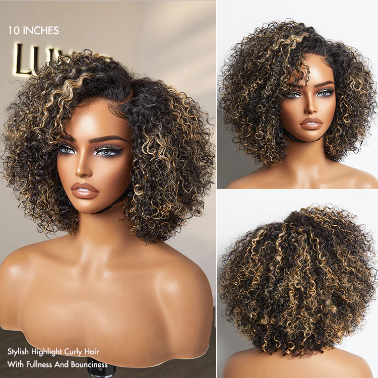 Exclusive Sale | Trendy Short Cut Curly Minimalist HD Lace Glueless Side Part Wig 100% Human Hair - Image 9