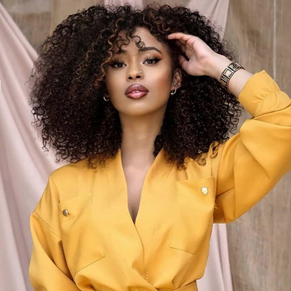 Limited Restock | Throw On & Go | Full & Highlight Afro Curly Wig With Bangs- US Only - Image 3
