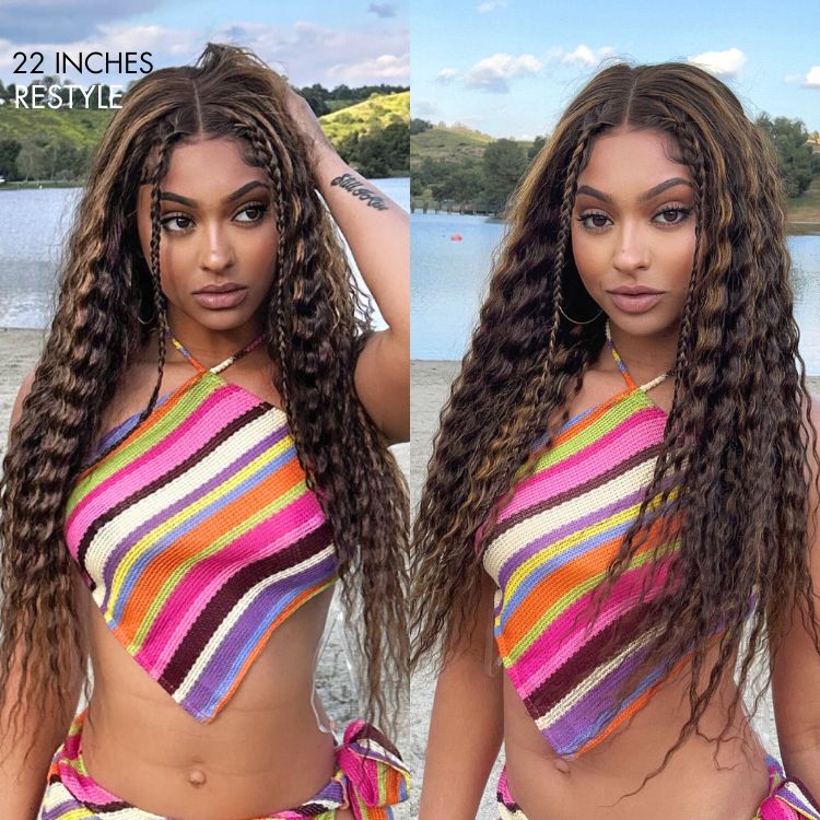 Boho-Chic | Flowy Bohemian 5x5 Closure Lace Glueless Mid Part Long Curly Wig 100% Human Hair - US Only - Image 3